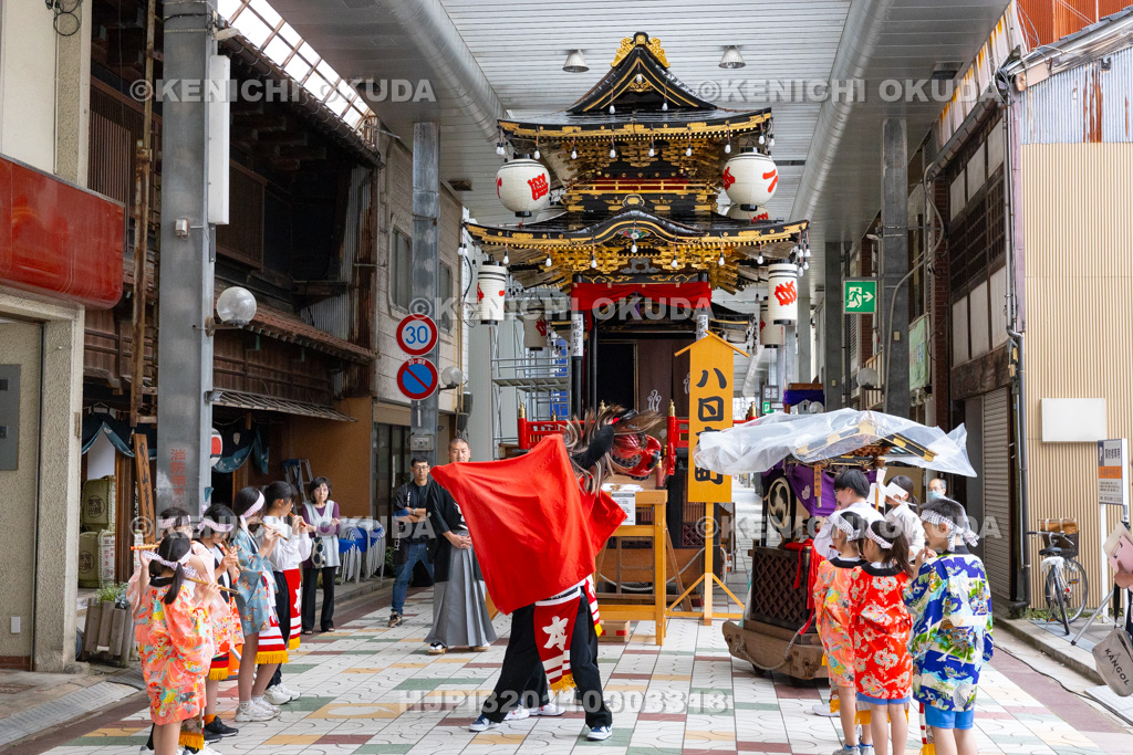 石川県 お旅まつり 曳山(八日市町)と獅子舞(本折町)