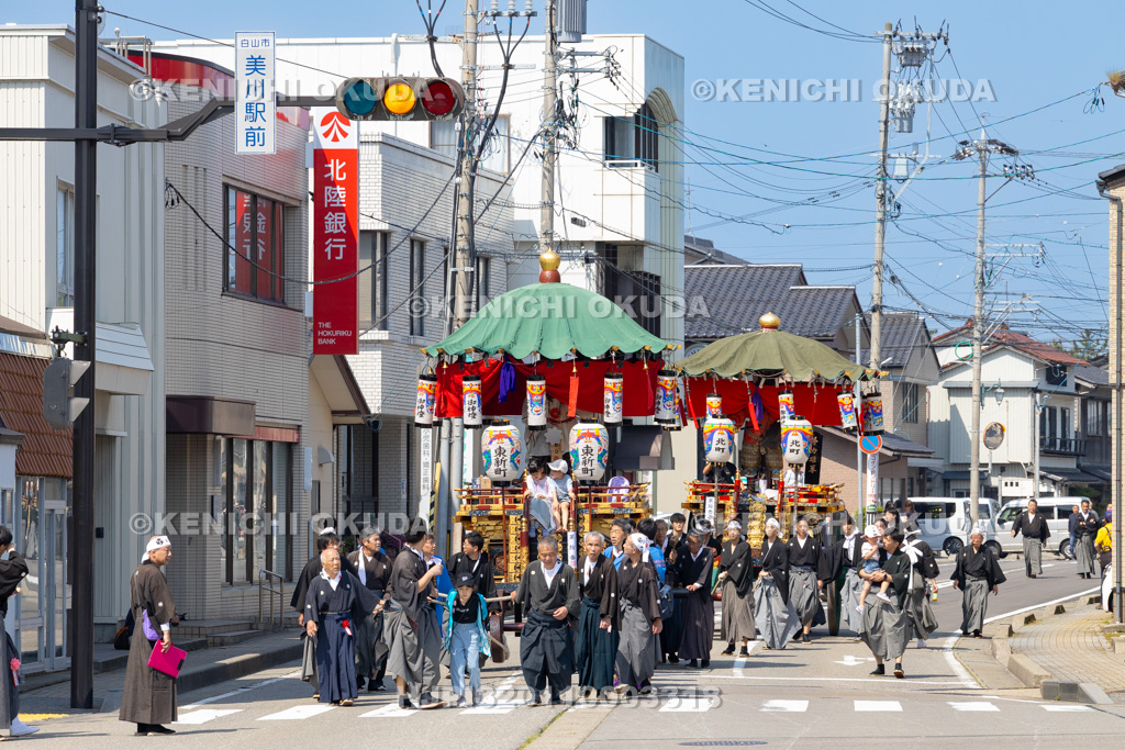 石川県 美川おかえり祭り 神幸祭 台車巡行(東新町・北町)