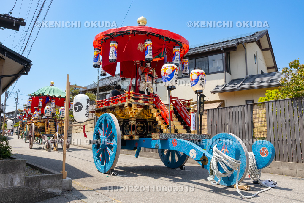 石川県 美川おかえり祭り 神幸祭 神幸東通り 台車(和波町・東新町)曳き揃え