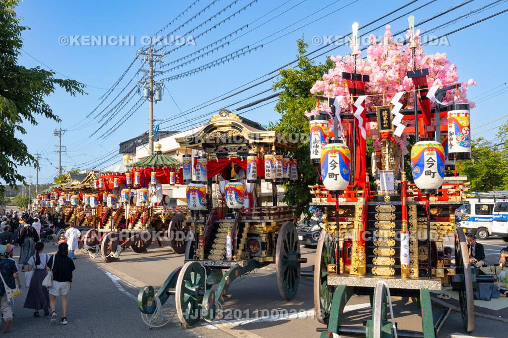 石川県 美川おかえり祭り 神幸祭 マルエ前 台車(今町・家方組ほか)曳き揃え