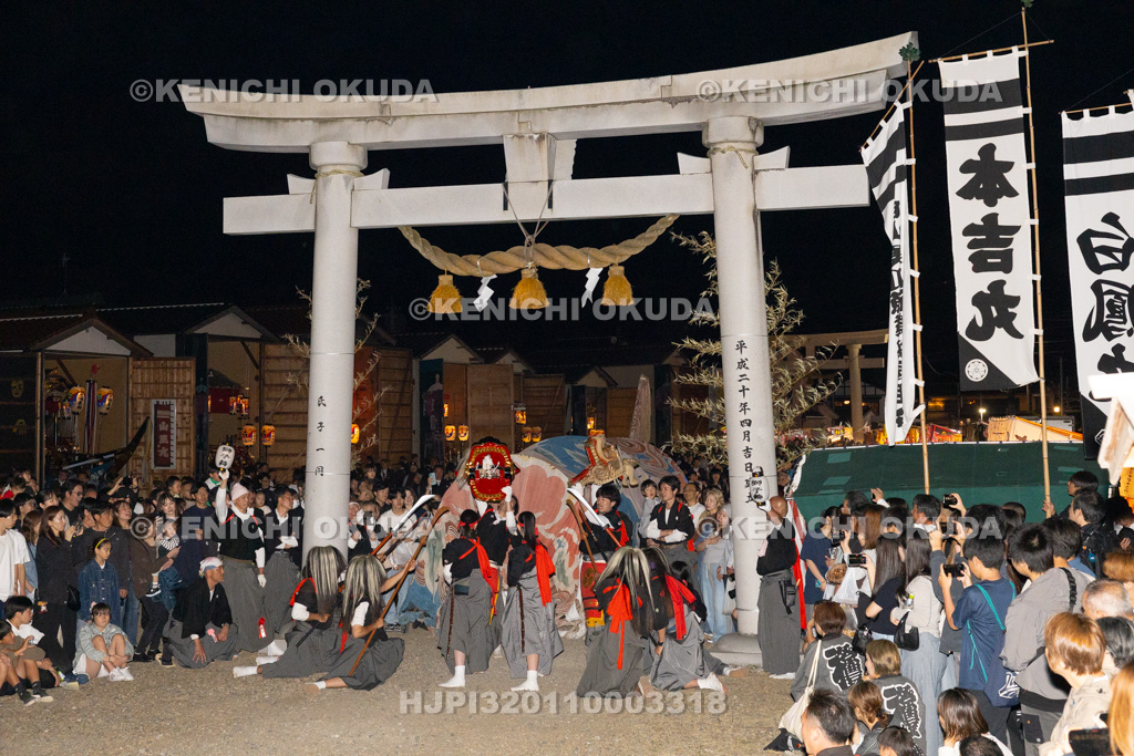 石川県　美川おかえり祭り　神幸祭　高浜御旅所（高浜宮殿）　おかえり獅子