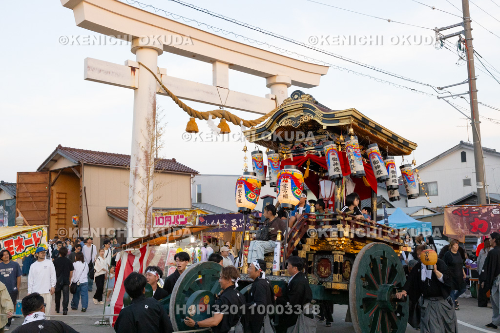 石川県 美川おかえり祭り 還幸祭 高浜御旅所(高浜宮殿) 台車巡行(家方組)