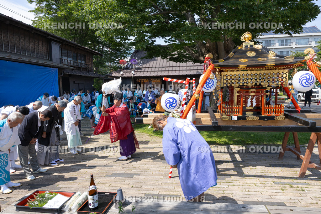 山梨県　平野天満宮　天王祭　御旅所祭　修祓の儀