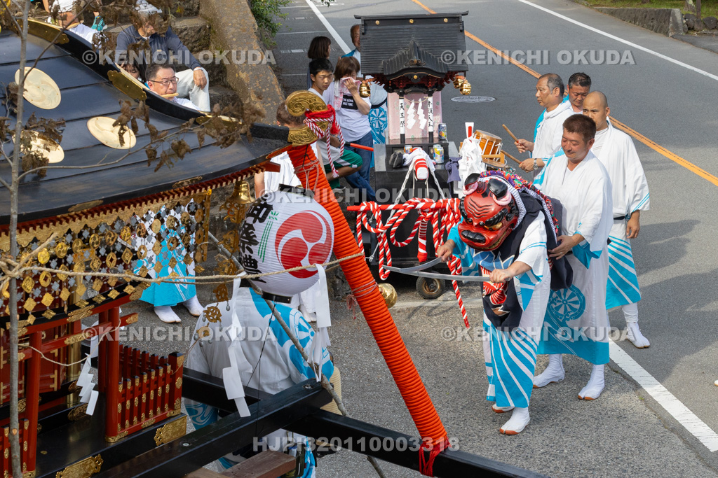 山梨県　平野天満宮　天王祭　天岩戸神楽奉納（石割神社前）