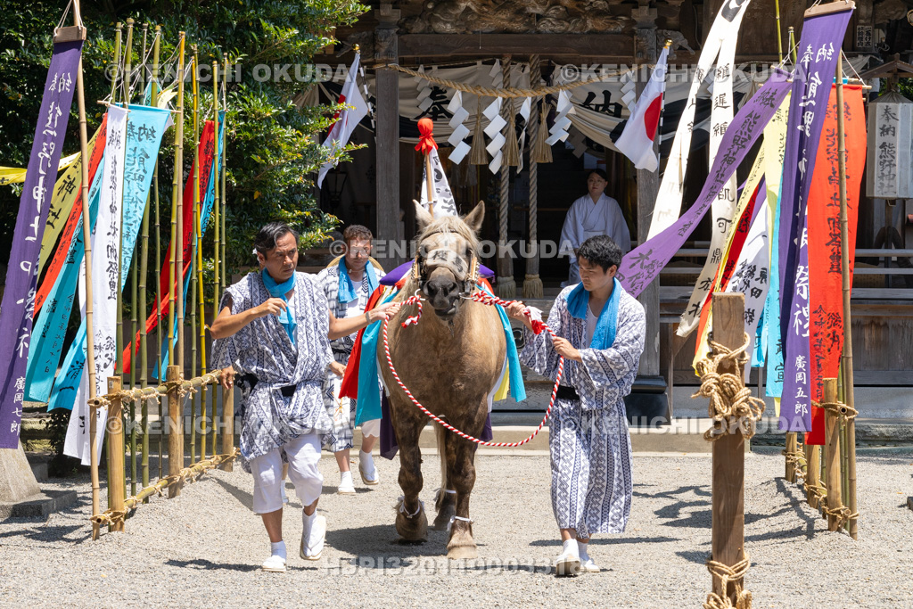 福島県 御宝殿の稚児田楽・風流 役馬の参拝