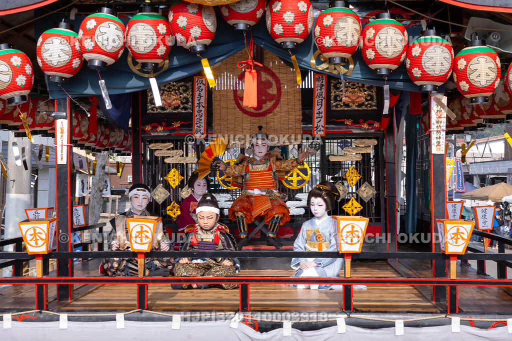 福島県 会津田島祇園祭 宵祭 歌舞伎上演(本屋台) 「時津風日乃出松 鴫山城内の場」